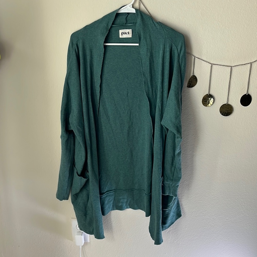 Pact Organic “Airplane Cardigan” Oversized Cardigan s/m in teal